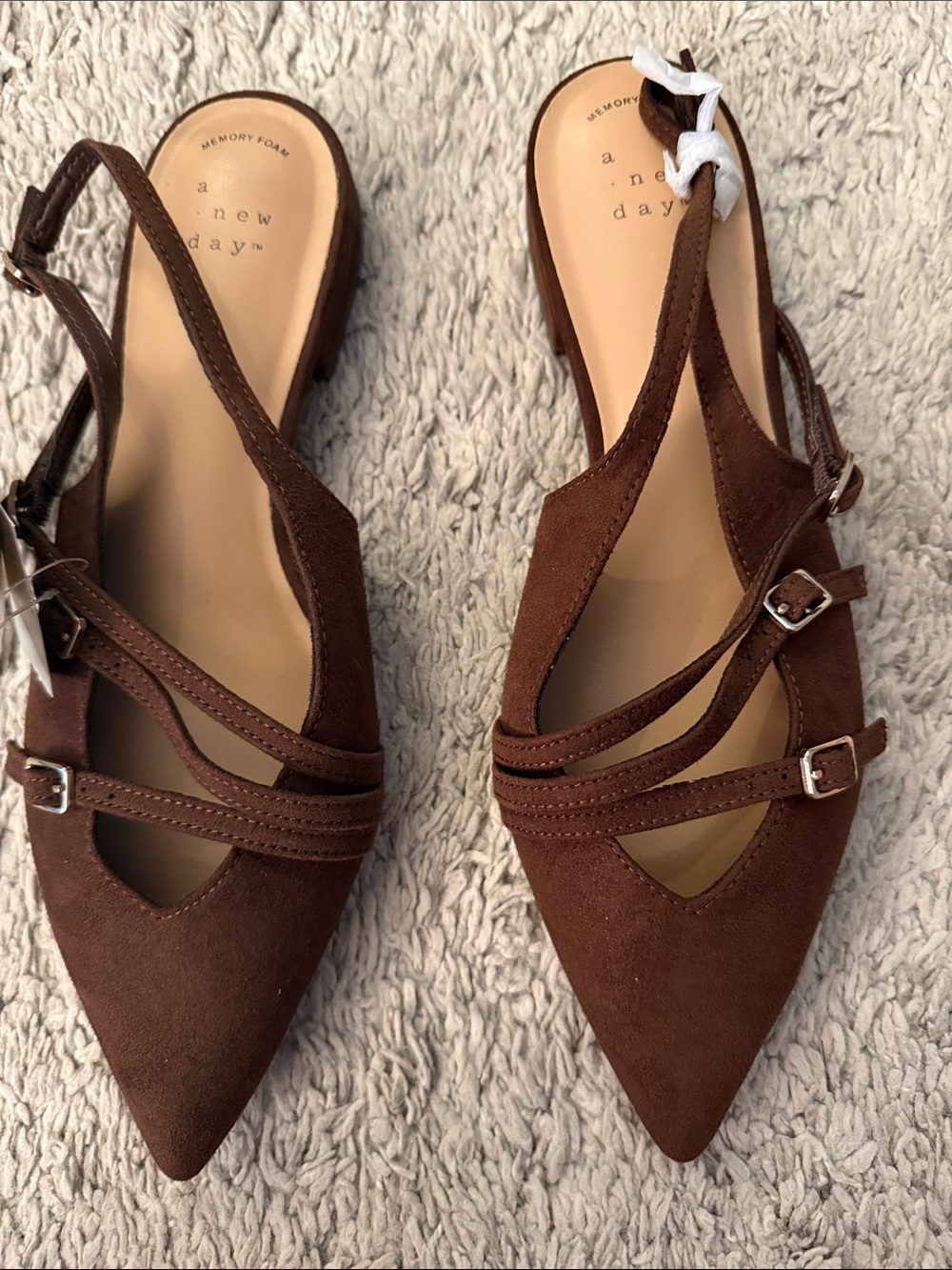 NWT a new day Pointed Toe Strappy Slingback Flats FALL balletcore feminine cozy - Picture 8 of 9